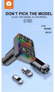 FM-Трансмітер + АЗП WUW C162 Black (6972573334971)