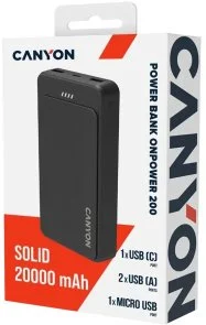 Фото: Батарея універсальна Canyon OnPower 200 20000mAh Black (CNS-CPB200B) № 5 | KTC