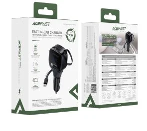 Фото: Автомобільний зарядний пристрій Acefast B17 95W with telescopic cable Black (6974316285946) № 6 | KTC