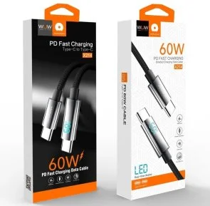Фото: Кабель WUW WUW X214 60W Type-C / Type-C 1m Black (WUW-X214) № 2 | KTC