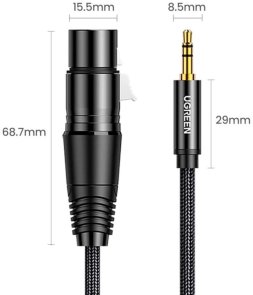 Кабель UGREEN AV182 Jack 3.5mm M / XLR F 2m Black (UGR-20244)