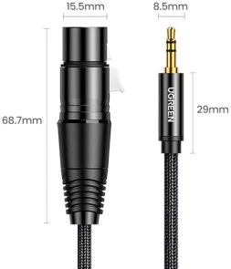 Фото: Кабель UGREEN AV182 Jack 3.5mm M / XLR F 2m Black (UGR-20244) № 4 | KTC