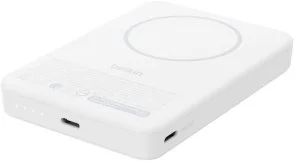 Фото: Батарея універсальна Belkin BoostCharge Slim Magnetic 10000mAh 30W Qi2 15W with Kickstad White (BPD016HQWH) № 4 | KTC