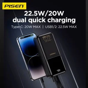 Фото: Батарея універсальна Pisen Semi Mirror 30000mAh 22.5W White (TP-D040_White) № 6 | KTC