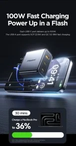 Фото: Зарядний пристрій Pisen BOLT Pro PD 100W Black (TP-C67) № 14 | KTC