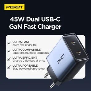 Фото: Зарядний пристрій Pisen BOLT Utility PD 45W Black (TP-C65) № 13 | KTC