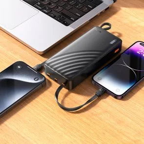Фото: Батарея універсальна Hoco J146A Night tide 20000mAh Black built-in Cable (6942007645911) № 5 | KTC