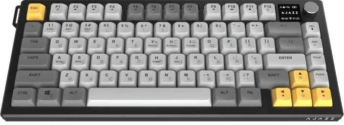 Фото: Клавіатура Ajazz AF82 WL/BT/USB Black/Grey/Yellow (AF82-BGY) № 3 | KTC