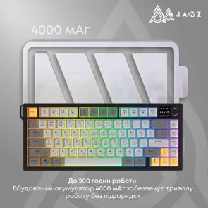 Фото: Клавіатура Ajazz AF82 WL/BT/USB White/Blue (AF82-BW) № 13 | KTC