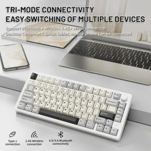 Фото: Клавіатура Attack Shark X86 Matcha Switch ENG/UKR WL/BT/USB Starlight White (X86SW_AS) № 8 | KTC