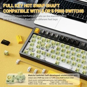 Фото: Клавіатура Attack Shark X86 Matcha Switch ENG/UKR WL/BT/USB Star Black (X86SB_AS) № 5 | KTC