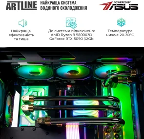 Фото: Персональний комп'ютер ARTLINE Overlord P99 Windows 11 Pro (P99v100Win) - AMD Ryzen 7 9800X3D / 96 ГБ DDR5 / PCI-E SSD 2 ТБ + 2 ТБ / Nvidia / GeForce RTX 5090, 32 ГБ / AMD X870E / 1200 Вт № 5 | KTC