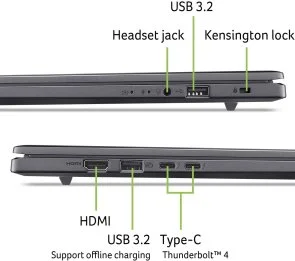 Фото: Ноутбук Acer Aspire 18 AI A18-I71M-74MP NX.JZEEU.004 Grey - 18" IPS 120 Гц / Intel Core Ultra 7 / 355 / DDR5 16 ГБ / PCI-E SSD 512 ГБ / Intel Graphics № 10 | KTC