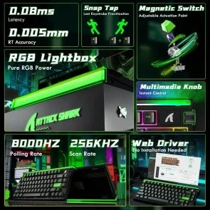 Фото: Клавіатура Attack Shark R85 HE Magnetic Switch Green Black (R85HEGRN_AS) № 8 | KTC