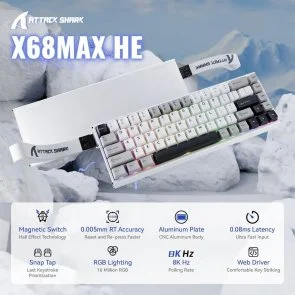 Фото: Клавіатура Attack Shark X68 Max HE ENG/UKR USB Starlight White (X68MAXSW_AS) № 11 | KTC