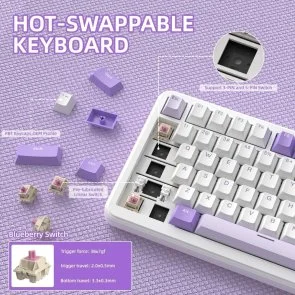 Фото: Клавіатура Attack Shark X85 Pro ENG/UKR WL/BT/USB Lavender (X85PROL_AS) № 6 | KTC