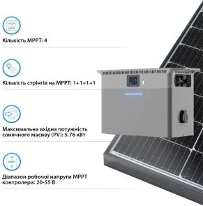 Фото: Зарядна станція Deye SUN-BK250 2500W 2560Wh 4 MPPT 32A (SUN-BK250-2.56KWH-EU-AM4-32L) № 9 | KTC