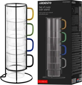 Фото: Набір чашок Ardesto 350ml 4pcs Clear (AR2635BBS) № 9 | KTC