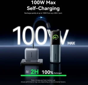 Фото: Батарея універсальна Vention FKGI0 27000mAh 200W Silver Built-in USB-C № 3 | KTC