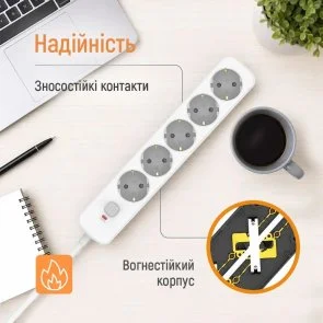Фото: Мережевий фільтр ColorWay CW-PSEA1653W 5/3m White № 11 | KTC