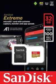 Фото: FLASH пам'ять SanDisk Extreme A1 V30 UHS-I Micro SDHC 32GB with adapter (SDSQXAF-032G-GN6MA) № 2 | KTC