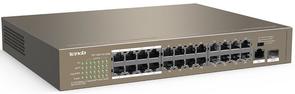 Switch, 26 ports, Tenda TEF1126P-24-250W 24xLAN(10/100), 1xLAN(10/100/1000), 1xSFP, PoE