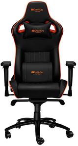 Крісло ігрове Canyon Corax PU шкіра, Al основа, Black/Orange