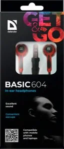 Фото: Навушники Defender Basic 604 Black/Red (63605) № 2 | KTC