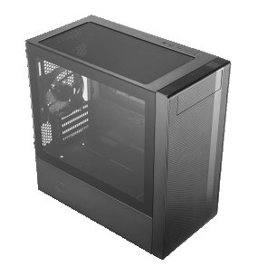 mATX, Cooler Master MasterBox NR400, NoPSU, Fan 2x12cm, 2xUSB3.0, Black, прозора бокова стінка