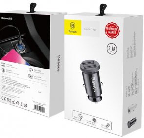 Зарядний пристрій Baseus Grain Car Charger 3.1A Black (CCALL-ML01)