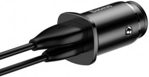  Зарядний пристрій Baseus Circular Plastic A/Type-C 30W Dual QC3.0 Black (CCALL-YS01)