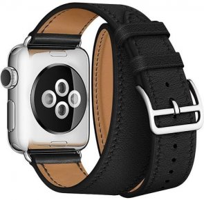 Ремінець HiC for Apple Watch 38/40mm - Hermes Leather Loop Band Black