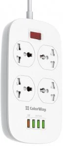 Фото: Мережевий фільтр ColorWay CW-CHU44QW 4xUSB 4/1.8m White № 2 | KTC