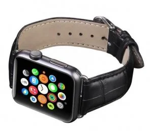 Фото: Ремінець HiC for Apple Watch 45/44/42mm - Crocodail Leather Loop Band Black № 3 | KTC