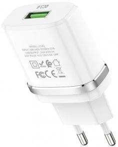 Фото: Зарядний пристрій Hoco C12Q QC3.0 White with AM/MicroUSB (C12Q White + cable) № 2 | KTC