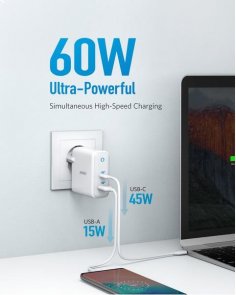 Зарядний пристрій Anker PowerPort+ Atom III 45W USB-C+15W USB-A White (A2322G21)