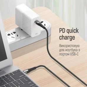 Фото: Кабель ColorWay PD Fast Charging 65W CM / CM 1m Gray (CW-CBPDCC040-GR) № 14 | KTC