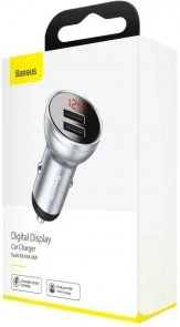 Фото: Автомобільний зарядний пристрій Baseus Digital Display Dual 4.8A Silver (CCBX-0S) № 3 | KTC