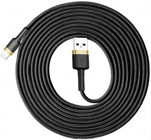 Фото: Кабель Baseus Cafule 2A AM / Lightning 3m Black/Gold (CALKLF-RV1) № 5 | KTC