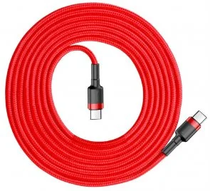 Фото: Кабель Baseus Cafule 60W 3A CM / CM 2m Red (CATKLF-H09) № 2 | KTC