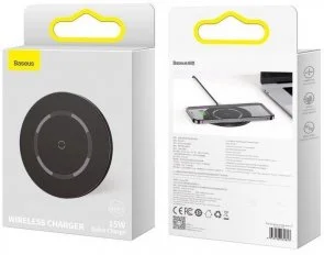 Фото: Бездротовий зарядний пристрій Baseus Simple Magnetic 15W Black (WXJK-E01) № 4 | KTC