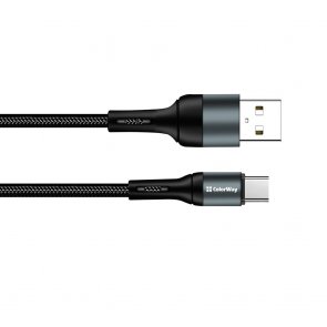 Кабель ColorWay Nylon 2.4A AM / Type-C 1m Black (CW-CBUC045-BK)