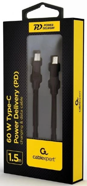 Фото: Кабель Cablexpert PD 60W Type-C / Type-C 1.5m Black (CC-USB2-CMCM60-1.5M) № 2 | KTC