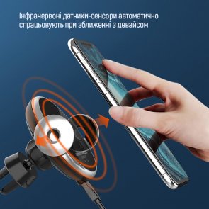 Кріплення для мобільного телефону ColorWay AutoSense Wireless Charger 2 15W Black (CW-CHAW036Q-BK)