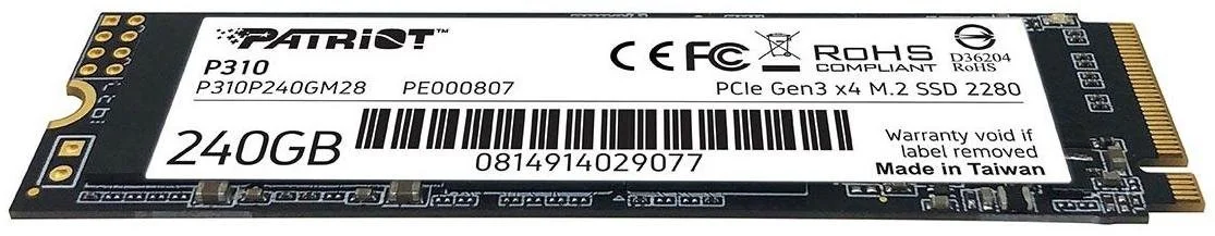 Фото: SSD-накопичувач Patriot P310 2280 PCIe Gen 3.0 x4 240GB (P310P240GM28) № 3 | KTC