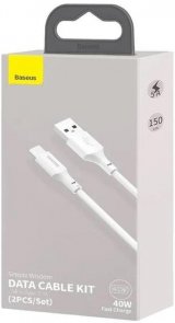 Кабель Baseus Simple Wisdom Data Cable 2.1A AM / Type-C 1.5m White 2psc (TZCATZJ-02)