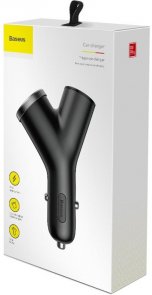 Зарядний пристрій Baseus Y Type Car Charger with 2x USB and Extended Cigarette Lighter Port 3.4A Black (CCALL-YX01)