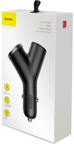 Фото: Автомобільний зарядний пристрій Baseus Y Type Car Charger with 2x USB and Extended Cigarette Lighter Port 3.4A Black (CCALL-YX01) № 7 | KTC