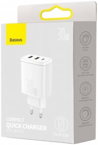 Зарядний пристрій Baseus Compact Quick Charger 30W White (CCXJ-E02)