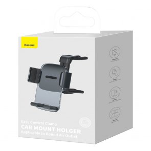 Кріплення для мобільного телефону Baseus Easy Control Clamp Applicable to Round Air Outlet Black (SUYK000201)